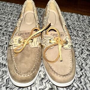 Sperry Women's Size 9 Brown Top Sider Leopard Cheetah Print Slip on Boat Shoes